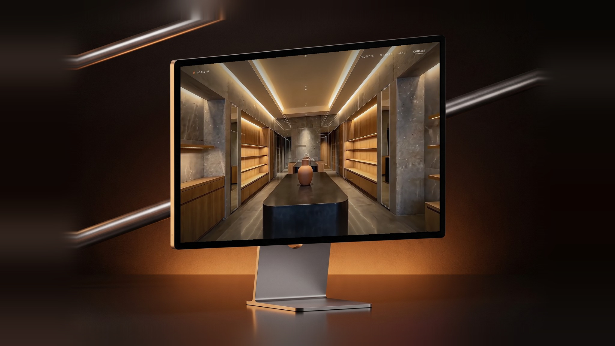 Acreline website on a studio monitor
