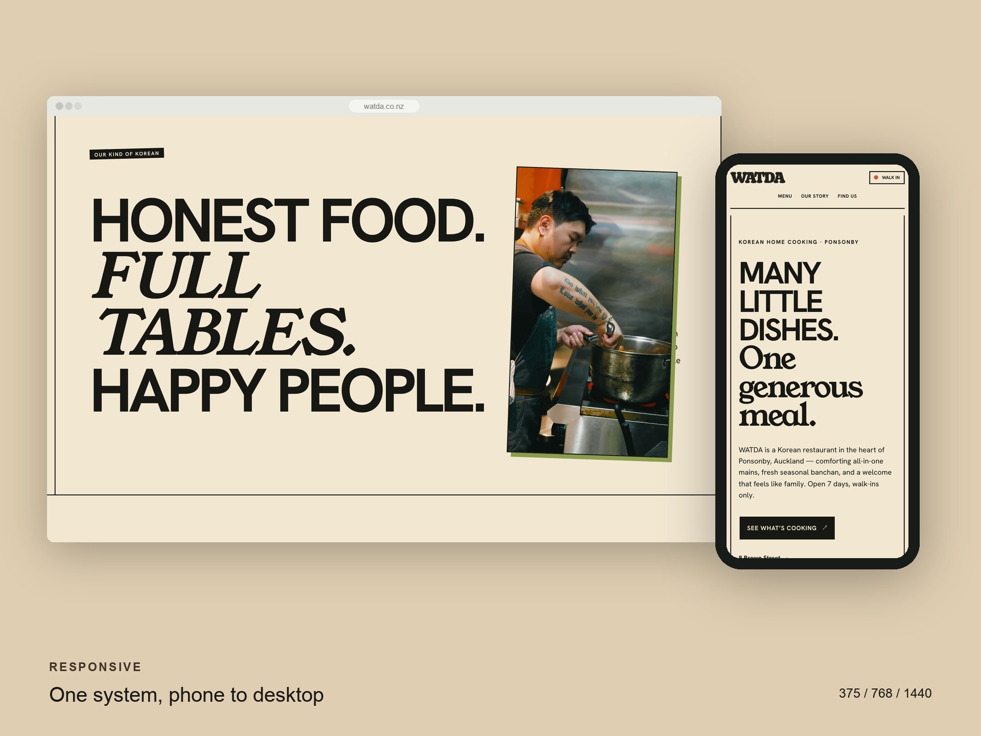 WATDA homepage on desktop and on a phone