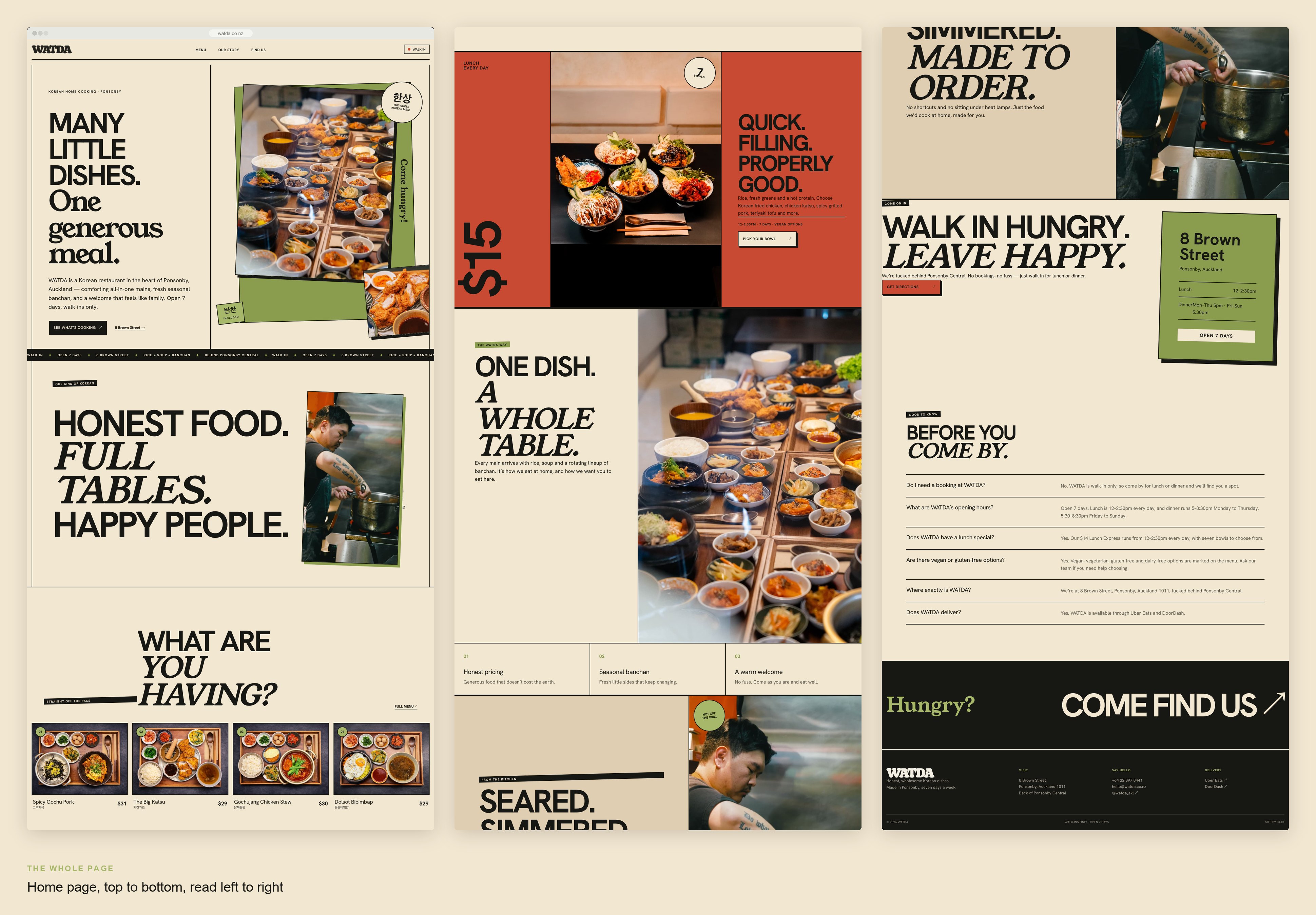 The whole WATDA homepage, top to bottom, in three columns